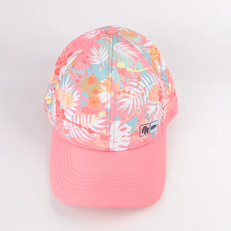 Waterproof laser perforated baseball cap with tropical print