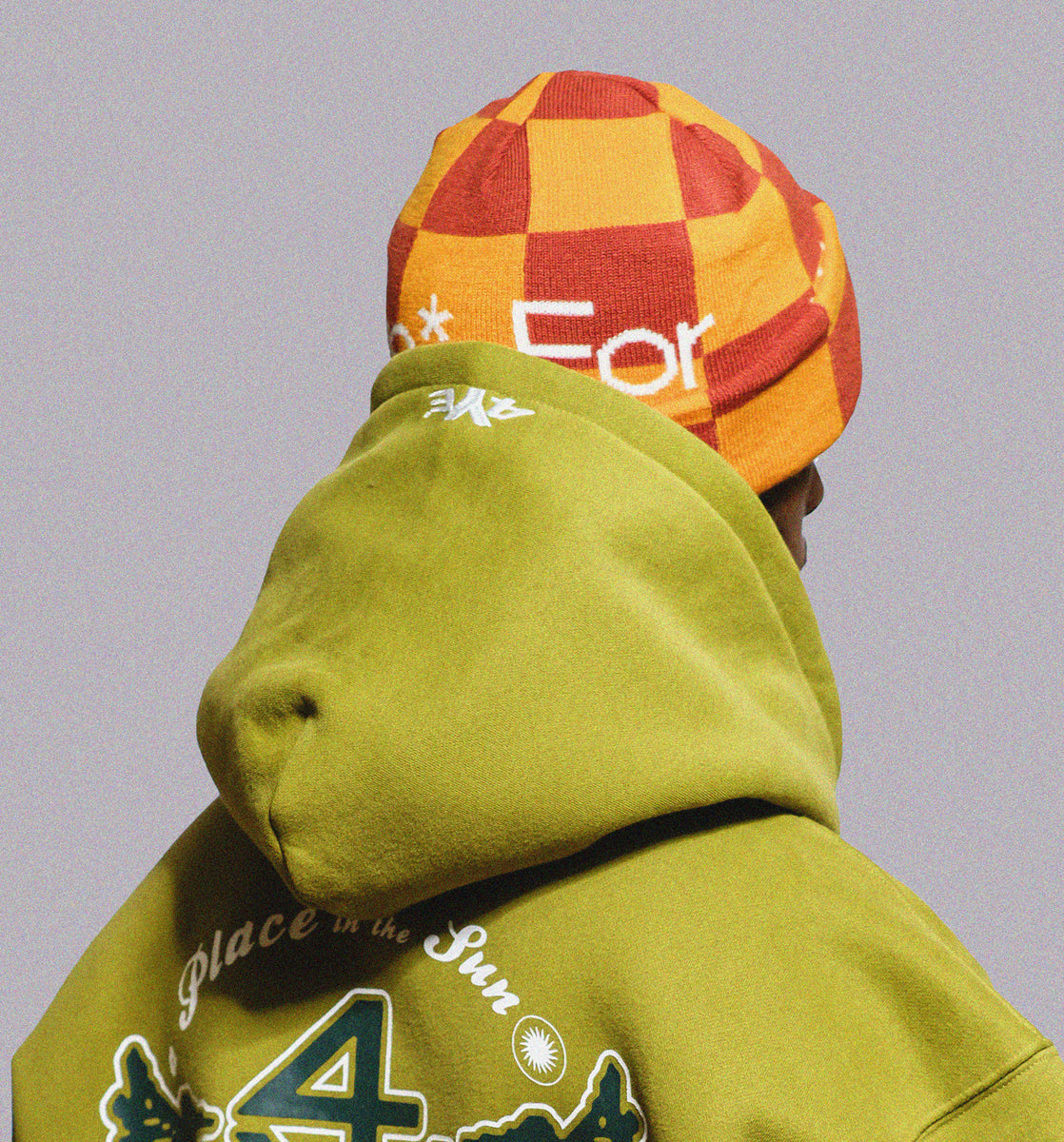 Custom knit beanie lifestyle production sample